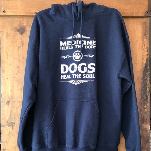 Dog Lovers - sweatshirt/hoodie: “Medicine heals the body, Dogs heal the soul” - Picture 4 of 8